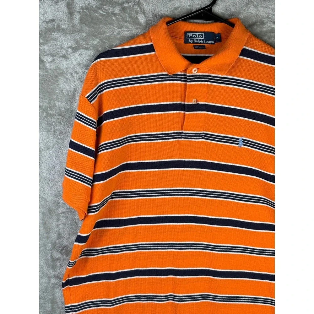 Polo Ralph Lauren Striped Polo Shirt M Orange‎ Preppy Old Money Cotton